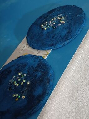 Blue Velvet Crystal  Earrings Women Accessories